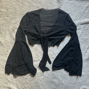 SOLD Sheer wrap top with long bell sleeves